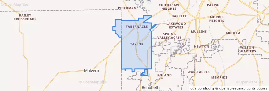 Mapa de ubicacion de Taylor.