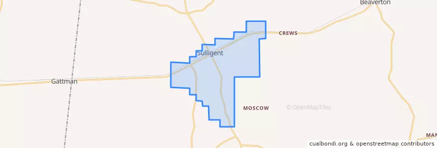 Mapa de ubicacion de Sulligent.