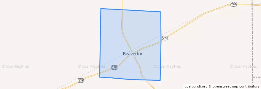Mapa de ubicacion de Beaverton.