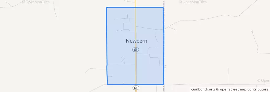 Mapa de ubicacion de Newbern.