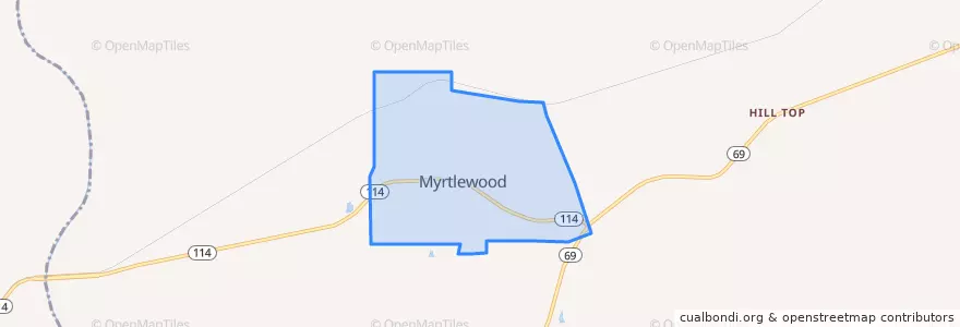 Mapa de ubicacion de Myrtlewood.