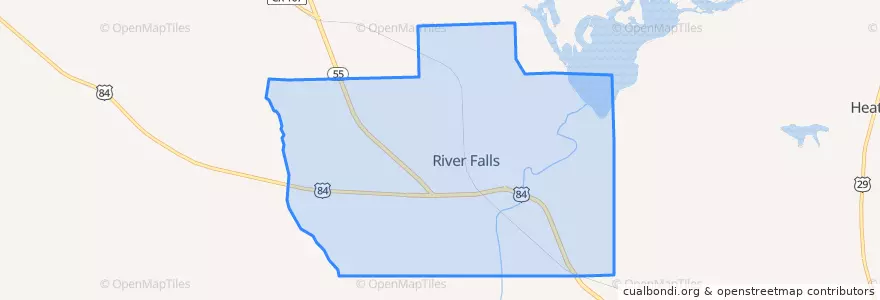 Mapa de ubicacion de River Falls.
