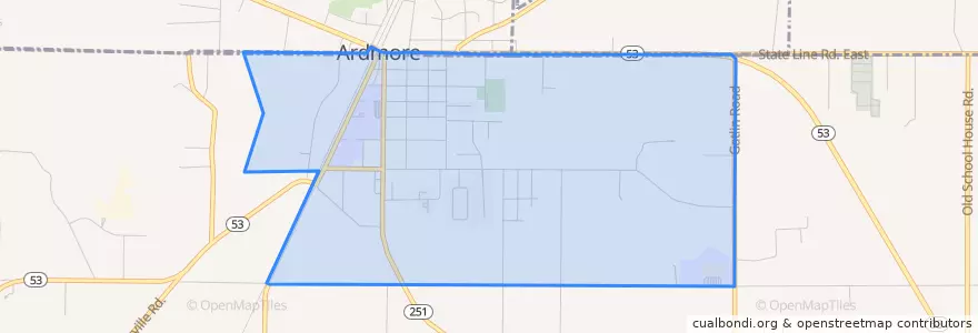 Mapa de ubicacion de Ardmore.