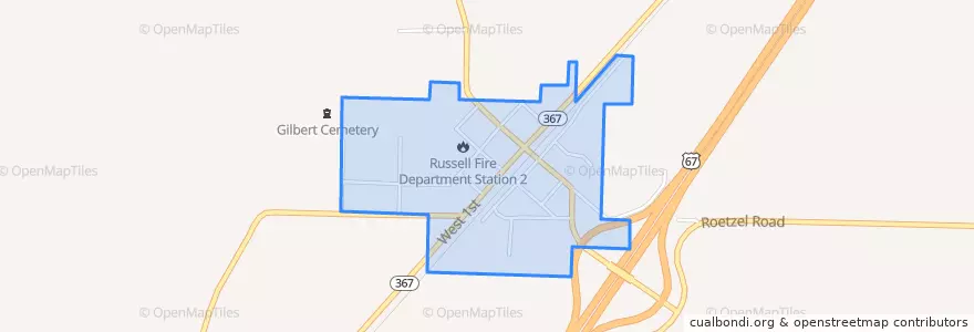 Mapa de ubicacion de Расселл.