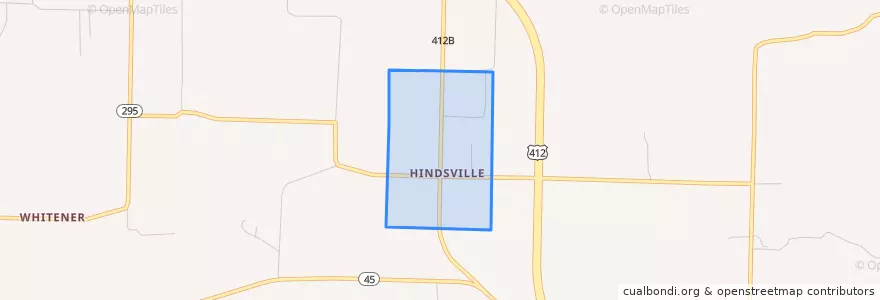 Mapa de ubicacion de Hindsville.
