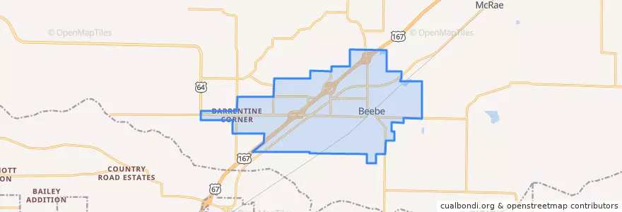 Mapa de ubicacion de Beebe.