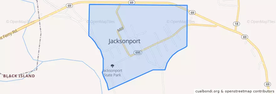 Mapa de ubicacion de Jacksonport.