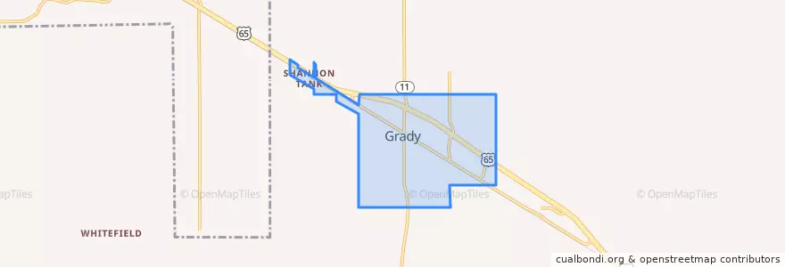 Mapa de ubicacion de Grady.
