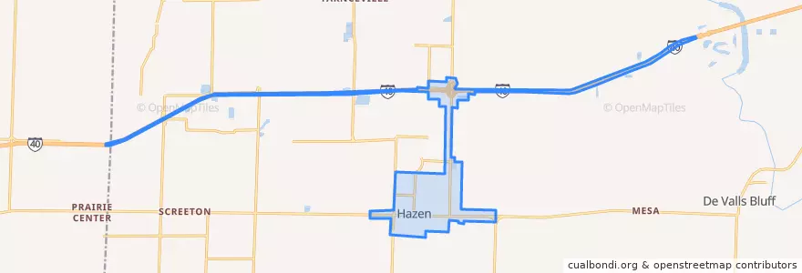 Mapa de ubicacion de Hazen.