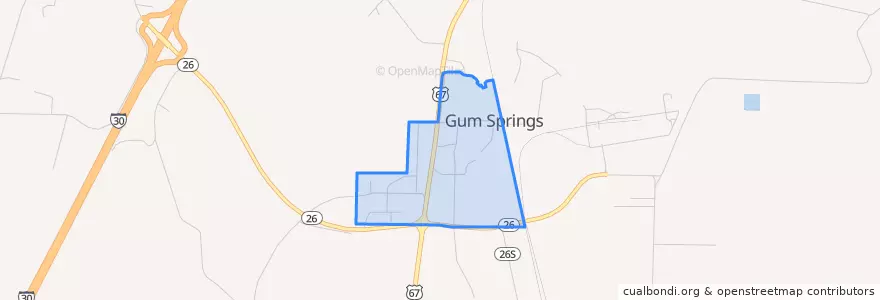 Mapa de ubicacion de Gum Springs.