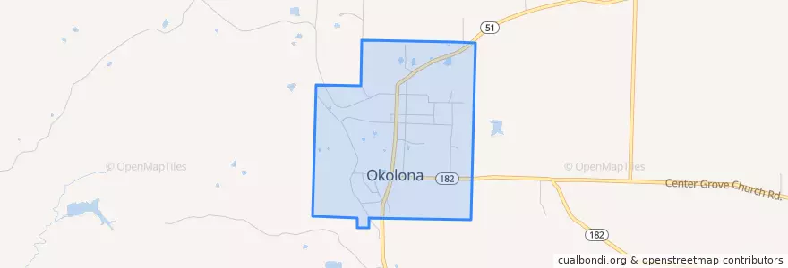 Mapa de ubicacion de Okolona.