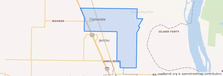 Mapa de ubicacion de Clarkedale.