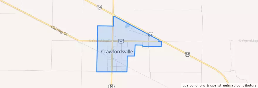 Mapa de ubicacion de Crawfordsville.