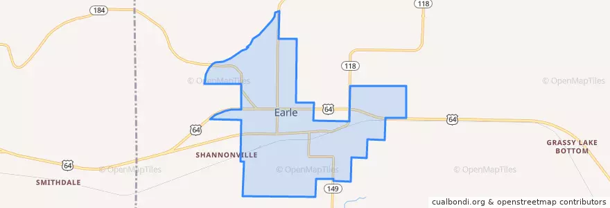 Mapa de ubicacion de Earle.
