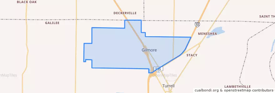 Mapa de ubicacion de Gilmore.