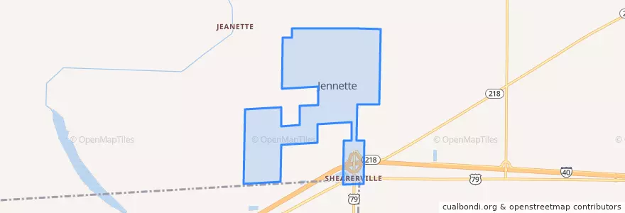 Mapa de ubicacion de Jennette.