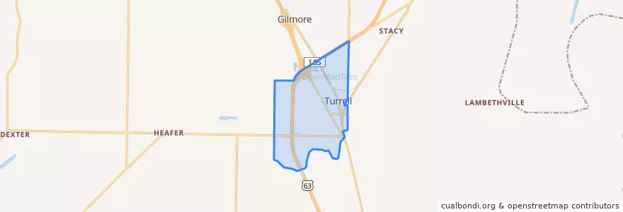 Mapa de ubicacion de Turrell.