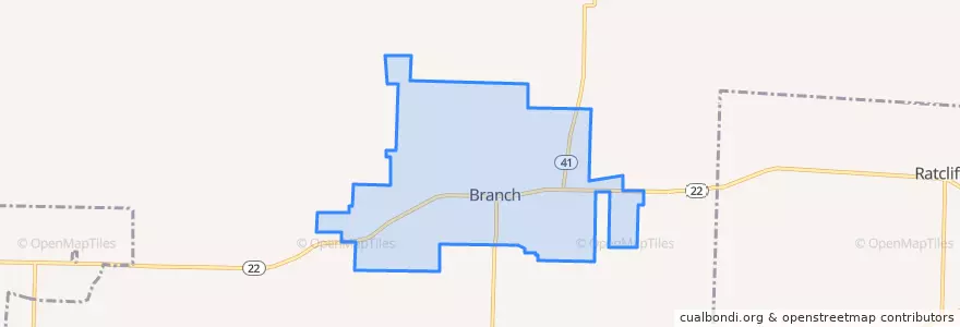 Mapa de ubicacion de Branch.