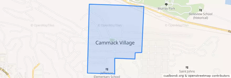 Mapa de ubicacion de Cammack Village.