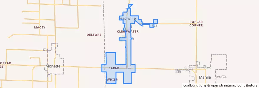Mapa de ubicacion de Leachville.