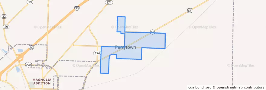 Mapa de ubicacion de Perrytown.
