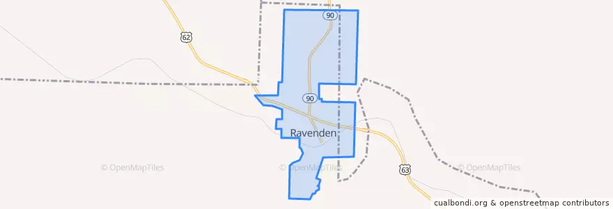 Mapa de ubicacion de Ravenden.