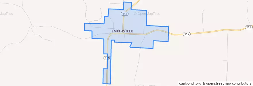Mapa de ubicacion de Smithville.