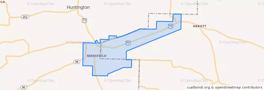 Mapa de ubicacion de Mansfield.