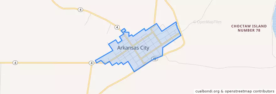 Mapa de ubicacion de Arkansas City.