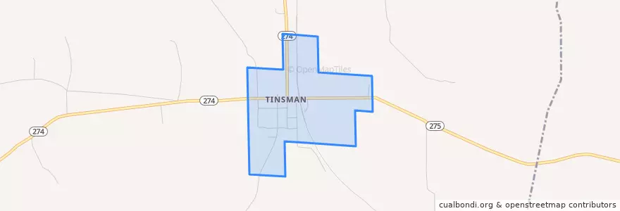 Mapa de ubicacion de Tinsman.