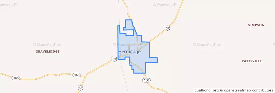 Mapa de ubicacion de Hermitage.