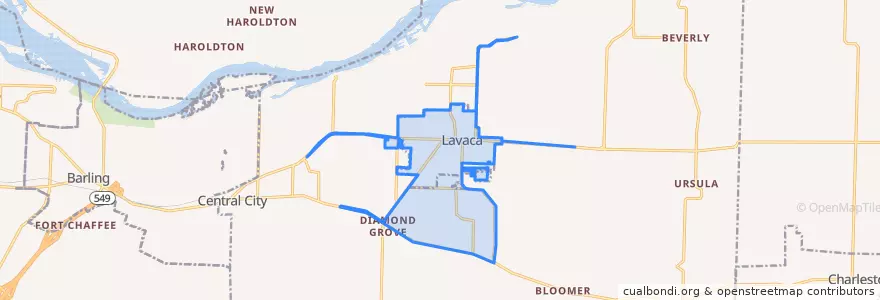 Mapa de ubicacion de Lavaca.