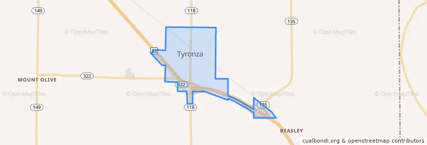 Mapa de ubicacion de Tyronza.