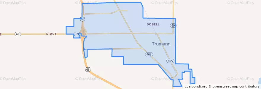 Mapa de ubicacion de Trumann.