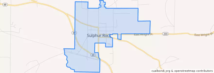 Mapa de ubicacion de Sulphur Rock.