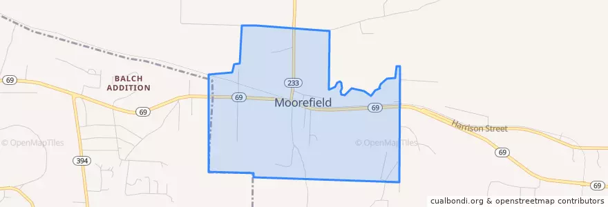 Mapa de ubicacion de Moorefield.