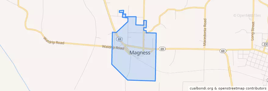 Mapa de ubicacion de Magness.