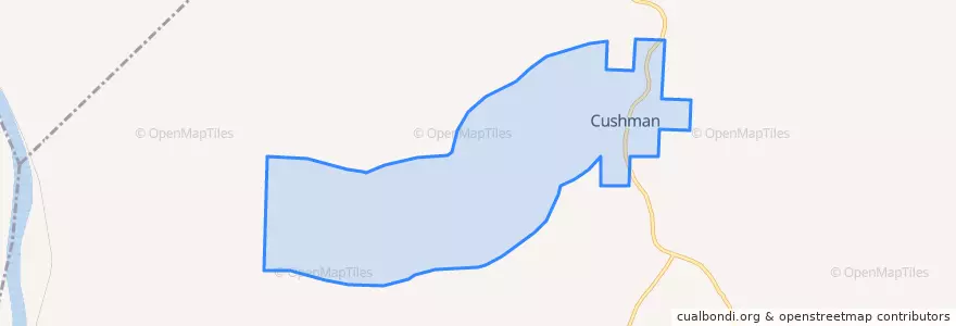Mapa de ubicacion de Cushman.