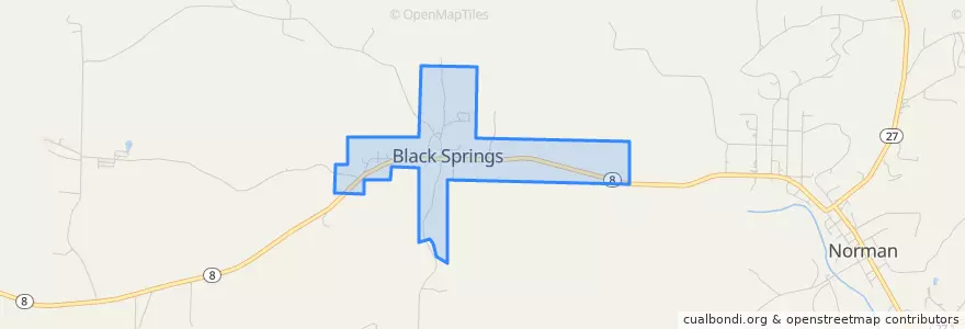 Mapa de ubicacion de Black Springs.