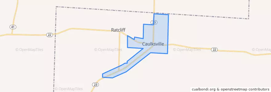 Mapa de ubicacion de Caulksville.