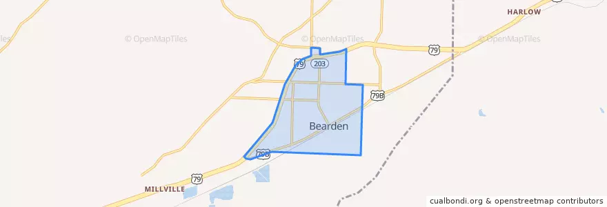 Mapa de ubicacion de Bearden.