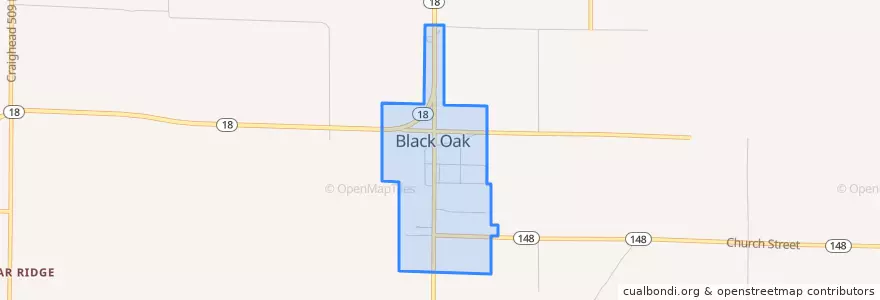 Mapa de ubicacion de Black Oak.