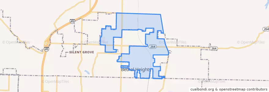Mapa de ubicacion de Bethel Heights.