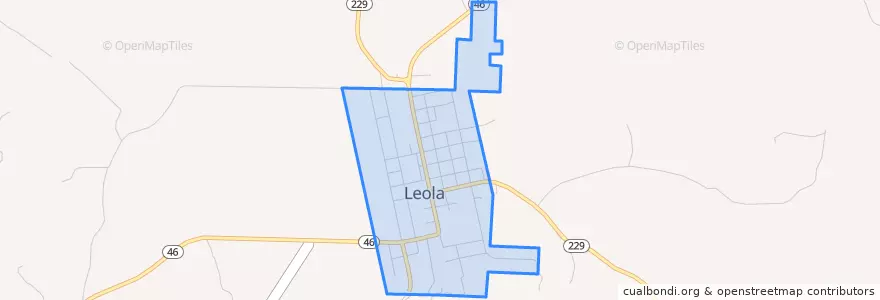 Mapa de ubicacion de Leola.