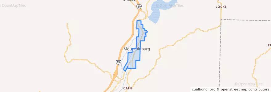 Mapa de ubicacion de Mountainburg.
