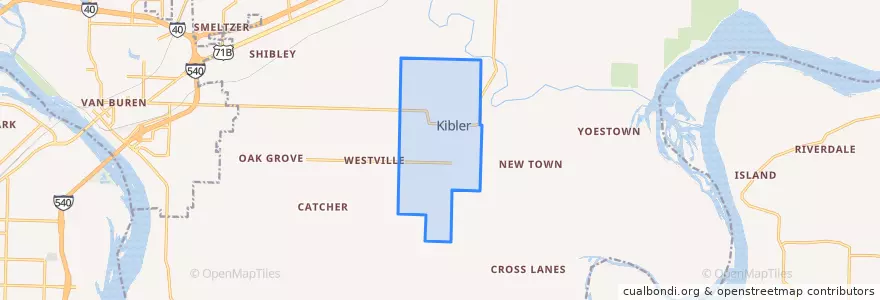 Mapa de ubicacion de Kibler.
