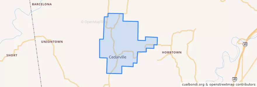 Mapa de ubicacion de Cedarville.