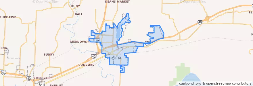 Mapa de ubicacion de Alma.