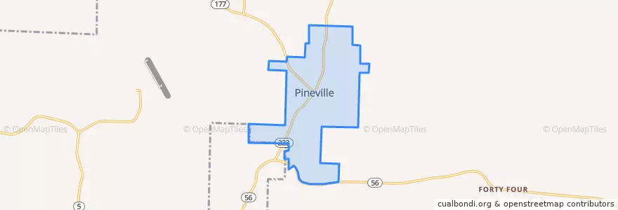 Mapa de ubicacion de Pineville.