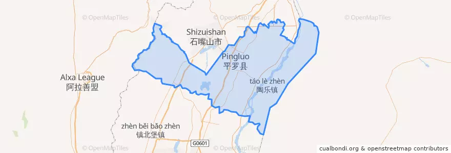 Mapa de ubicacion de Pingluo County.